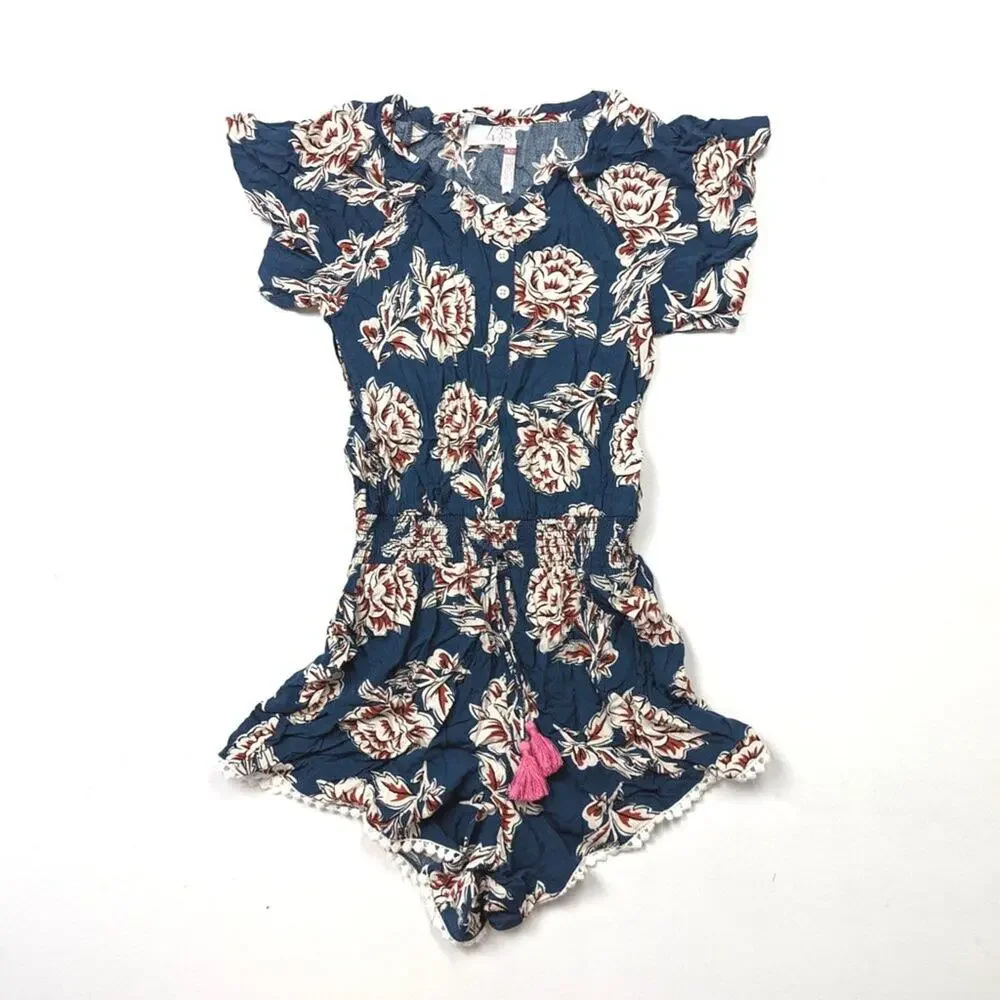 Matilda Jane 435 Romper Size 10 Girls Blue Floral Boutique Shorts